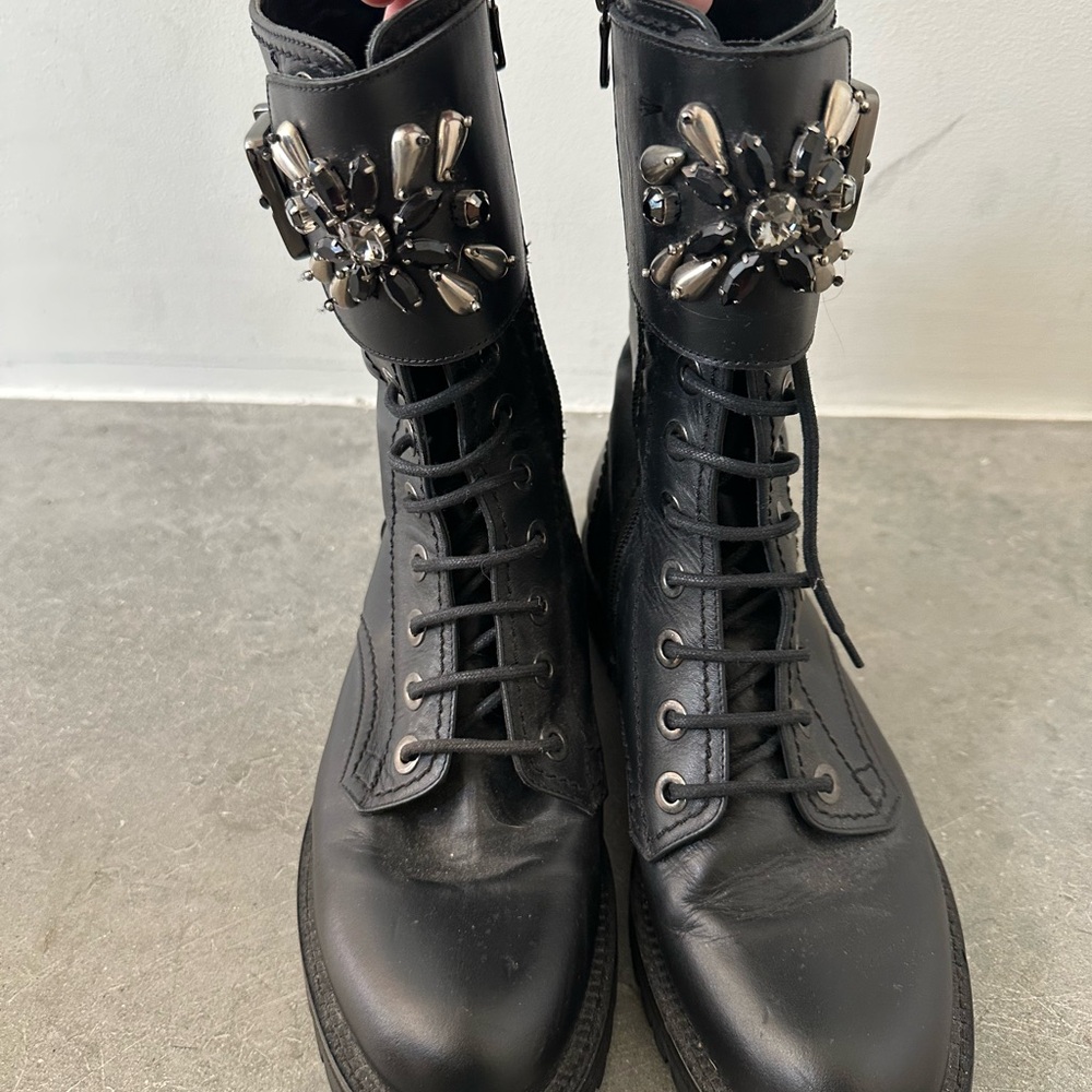 Sebastian Rhinestone Ankle Strap Biker Boot - Picture 3 of 5